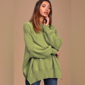 Free People Light Green Easy Street Tunic Sweater